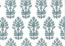 Load image into Gallery viewer, 9221/1 LAKE/WHITE BLOCK PRINT LOOK COASTAL LIVING COUNTRY STYLE INDIAN DECOR LIGHT BLUES COTTON
