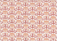 Load image into Gallery viewer, 9621/5 SWATCH-CORAL BLOCK PRINT LOOK COASTAL LIVING COUNTRY STYLE PINK CORAL RED PURPLE COTTON

