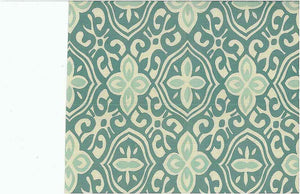 0938/6 SWATCH-SPA AQUA TEAL GREEN BLOCK PRINT LOOK BOHO DECOR COUNTRY STYLE INDIAN COTTON