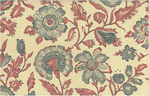 0950/4 SWATCH-BLOSSOM FOG BLOCK PRINT LOOK COUNTRY STYLE INDIAN DECOR PINK CORAL RED PURPLE COTTON