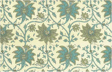 Load image into Gallery viewer, 0981/4 SWATCH-AQUA GRAY AQUA TEAL GREEN BLOCK PRINT LOOK COUNTRY STYLE INDIAN DECOR COTTON
