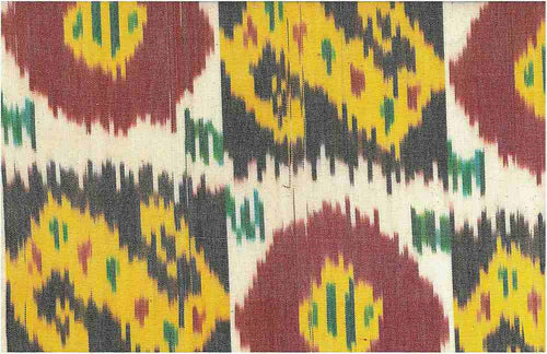 1094/1 SWATCH-RED/YEL/BLK BOHO DECOR HANDWOVEN IKAT LOOK INDIAN SAND GOLD YELLOW