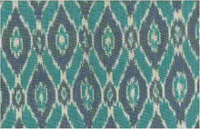 Load image into Gallery viewer, 1503/6 SWATCH-BLUE/TURQ AQUA TEAL GREEN BOHO DECOR DARK BLUES HANDWOVEN IKAT LOOK INDIAN SOUTHWEST
