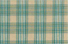 Load image into Gallery viewer, 3184/3 SWATCH-SAND/TEAL AQUA TEAL GREEN CHECKS PLAIDS COASTAL LIVING COUNTRY STYLE FARMHOUSE DECOR
