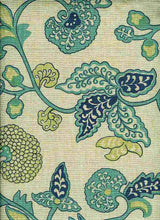 Load image into Gallery viewer, 4201/4 SWATCH-TEAL AQUA TEAL GREEN BOHO DECOR INDIAN PRINTS LINEN
