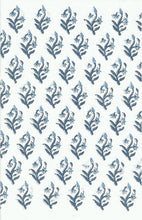 Load image into Gallery viewer, 9235/1 SWATCH-DUSTY BLUE BLOCK PRINT LOOK COASTAL LIVING COUNTRY STYLE INDIAN DECOR LIGHT BLUES COTTON
