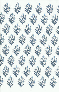9235/1 SWATCH-DUSTY BLUE BLOCK PRINT LOOK COASTAL LIVING COUNTRY STYLE INDIAN DECOR LIGHT BLUES COTTON