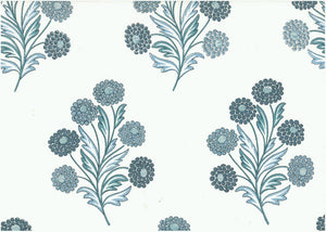 9610/1 SWATCH-BLUES/LW BLOCK PRINT LOOK COASTAL LIVING COUNTRY STYLE INDIAN DECOR LIGHT BLUES COTTON