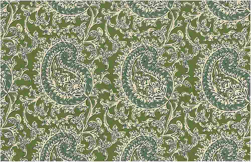 0971/2 LEAF GREENS AQUA TEAL GREEN BLOCK PRINT LOOK COUNTRY STYLE INDIAN DECOR COTTON