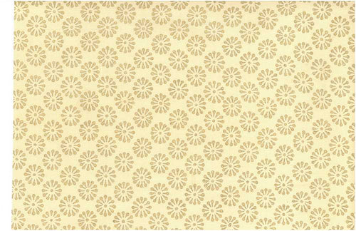 0925/3 GOLD ON CREAM BLOCK PRINT LOOK COUNTRY STYLE COTTON SAND GOLD YELLOW