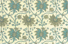 Load image into Gallery viewer, 0981/4 AQUA GRAY AQUA TEAL GREEN BLOCK PRINT LOOK COUNTRY STYLE INDIAN DECOR COTTON

