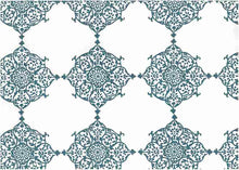 Load image into Gallery viewer, 9222/1 TILE BLUE/WHITE BLOCK PRINT LOOK BOHO DECOR COASTAL LIVING INDIAN LIGHT BLUES MODERN STYLE COTTON
