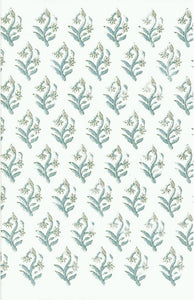 9235/5 SWATCH-SPA AQUA TEAL GREEN BLOCK PRINT LOOK COASTAL LIVING COUNTRY STYLE INDIAN DECOR COTTON