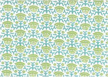 Load image into Gallery viewer, 9621/3 GREEN/TEAL/LW AQUA TEAL GREEN BLOCK PRINT LOOK COASTAL LIVING COUNTRY STYLE COTTON
