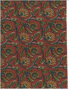 0919/2 INDIAN RED BLOCK PRINT LOOK BOHO DECOR INDIAN PINK CORAL RED PURPLE COTTON