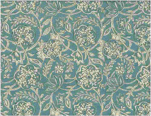 0940/5 SPA AQUA TEAL GREEN BLOCK PRINT LOOK COUNTRY STYLE INDIAN DECOR COTTON