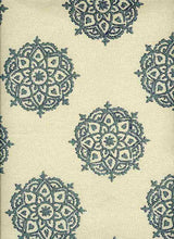 Load image into Gallery viewer, 0953/1 DUSTY BLUE BLOCK PRINT LOOK BOHO DECOR COASTAL LIVING COUNTRY STYLE FARMHOUSE LIGHT BLUES COTTON
