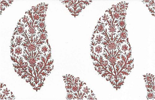 9206/5 CLARET/WHITE BLOCK PRINT LOOK COUNTRY STYLE FARMHOUSE DECOR INDIAN PINK CORAL RED PURPLE COTTON