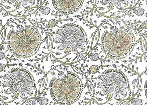 9219/2 DRIFTWOOD/WHITE BLOCK PRINT LOOK BOHO DECOR COUNTRY STYLE INDIAN NEUTRALS COTTON