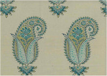 Load image into Gallery viewer, 9601/2 SPRING/FLAX AQUA TEAL GREEN BLOCK PRINT LOOK INDIAN DECOR COTTON

