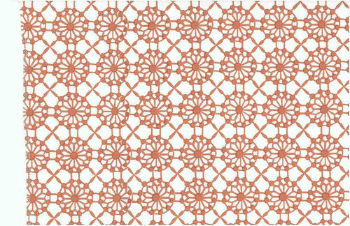 0901/3 SWATCH-CORAL/WHITE BLOCK PRINT LOOK BOHO DECOR COUNTRY STYLE PINK CORAL RED PURPLE COTTON