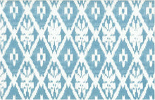 Load image into Gallery viewer, 0905/5 SWATCH-LAGOON/WHITE COUNTRY STYLE IKAT LOOK INDIAN DECOR LIGHT BLUES PRINTS COTTON
