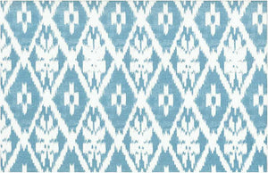 0905/5 SWATCH-LAGOON/WHITE COUNTRY STYLE IKAT LOOK INDIAN DECOR LIGHT BLUES PRINTS COTTON