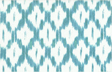 Load image into Gallery viewer, 0906/4 SWATCH-SPA/WHITE AQUA TEAL GREEN BOHO DECOR IKAT LOOK INDIAN PRINTS COTTON
