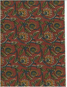 0919/2 SWATCH-INDIAN RED BLOCK PRINT LOOK BOHO DECOR INDIAN PINK CORAL RED PURPLE COTTON