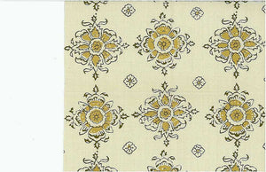 0937/2 SWATCH-SPICE BLOCK PRINT LOOK INDIAN DECOR COTTON SAND GOLD YELLOW