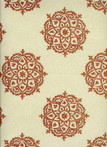 0953/3 SWATCH-CLAY BLOCK PRINT LOOK BOHO DECOR COUNTRY STYLE INDIAN PINK CORAL RED PURPLE COTTON