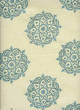 Load image into Gallery viewer, 0953/4 SWATCH-AQUA AQUA TEAL GREEN BLOCK PRINT LOOK COUNTRY STYLE INDIAN DECOR COTTON
