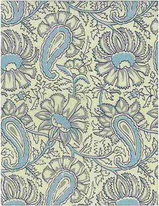 0934/1 SWATCH-LAKE LIGHT BLUES PRINT COTTON BLOCK LOOK COUNTRY STYLE COASTAL LIVING INDIAN DECOR