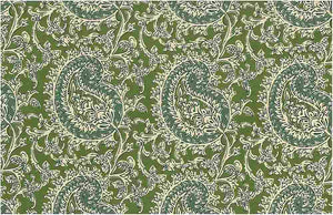 0971/2 SWATCH-LEAF GREENS AQUA TEAL GREEN BLOCK PRINT LOOK COUNTRY STYLE INDIAN DECOR COTTON