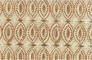 0972/4 SWATCH-GINGER BLOCK PRINT LOOK COUNTRY STYLE INDIAN DECOR PINK CORAL RED PURPLE COTTON