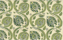Load image into Gallery viewer, 0973/2 SWATCH-FRESH GREEN AQUA TEAL GREEN BLOCK PRINT LOOK COUNTRY STYLE INDIAN DECOR COTTON
