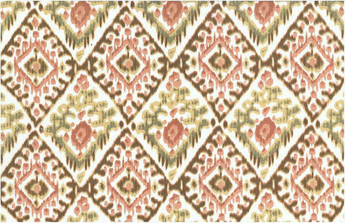 0997/2 SWATCH-CORAL/SAND/WHITE IKAT LOOK INDIAN DECOR PINK CORAL RED PURPLE PRINTS COTTON