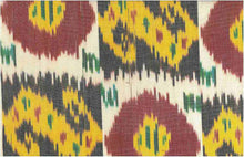 Load image into Gallery viewer, 1094/1 SWATCH-RED/YEL/BLK BOHO DECOR HANDWOVEN IKAT LOOK INDIAN SAND GOLD YELLOW
