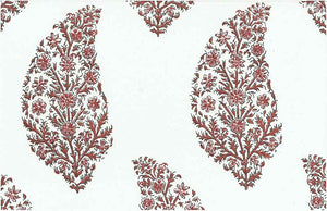9206/5 SWATCH-CLARET/WHITE BLOCK PRINT LOOK COUNTRY STYLE FARMHOUSE DECOR INDIAN PINK CORAL RED PURPLE COTTON