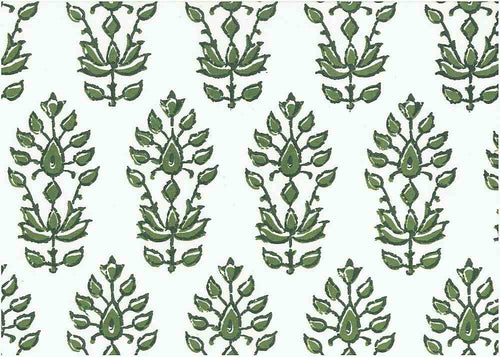 9221/3 SWATCH-FERN/WHITE AQUA TEAL GREEN BLOCK PRINT LOOK BOHO DECOR COUNTRY STYLE INDIAN COTTON