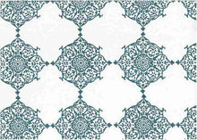 Load image into Gallery viewer, 9222/1 SWATCH-TILE BLUE/WHITE BLOCK PRINT LOOK BOHO DECOR COASTAL LIVING INDIAN LIGHT BLUES MODERN STYLE COTTON
