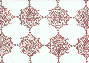 9222/5 SWATCH-CLAY/WHITE BLOCK PRINT LOOK BOHO DECOR INDIAN PINK CORAL RED PURPLE COTTON