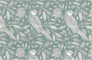 9223/5 SWATCH-SPA AQUA TEAL GREEN PRINT COTTON BLOCK LOOK COUNTRY STYLE COASTAL LIVING