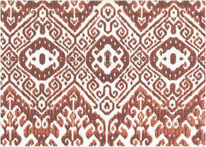 9224/6 SWATCH-LACQUER RED BOHO DECOR IKAT LOOK INDIAN PINK CORAL RED PURPLE PRINTS COTTON SOUTHWEST