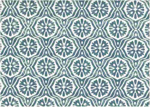 9226/1 SWATCH-OLD BLUE BLOCK PRINT LOOK COASTAL LIVING COUNTRY STYLE LIGHT BLUES COTTON
