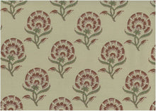Load image into Gallery viewer, 9605/3 SWATCH-MERLOT/FLAX BLOCK PRINT LOOK INDIAN DECOR PINK CORAL RED PURPLE COTTON
