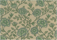 Load image into Gallery viewer, 9608/2 SWATCH-AQUA/FLAX AQUA TEAL GREEN PRINTS COTTON FARMHOUSE DECOR COUNTRY STYLE
