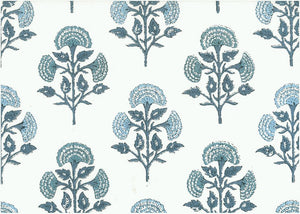 9609/1 SWATCH-BLUE/LW BLOCK PRINT LOOK COASTAL LIVING COUNTRY STYLE INDIAN DECOR LIGHT BLUES COTTON