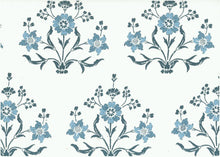 Load image into Gallery viewer, 9617/1 SWATCH-ANTIQUE BLUE/LW BLOCK PRINT LOOK COASTAL LIVING COUNTRY STYLE INDIAN DECOR LIGHT BLUES COTTON
