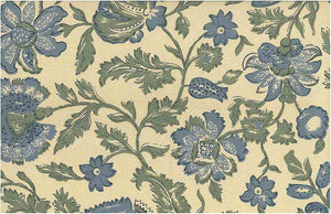 0950/2 CHAMBRAY FERN BLOCK PRINT LOOK COASTAL LIVING COUNTRY STYLE INDIAN DECOR LIGHT BLUES COTTON